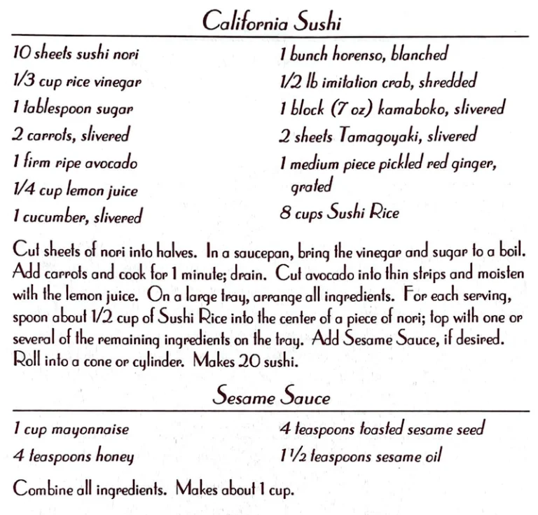 California Sushi with Sesame Sauce