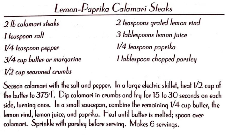 Lemon Paprika Calamari Steaks