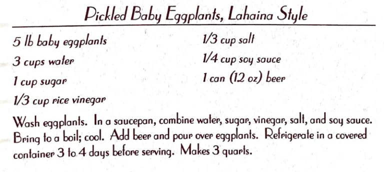 Pickled Baby Eggplants, Lahaina Style