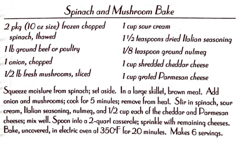 Spinach and Mushroom Bake