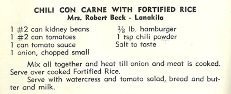 Chili Con Carne With Fortified Rice