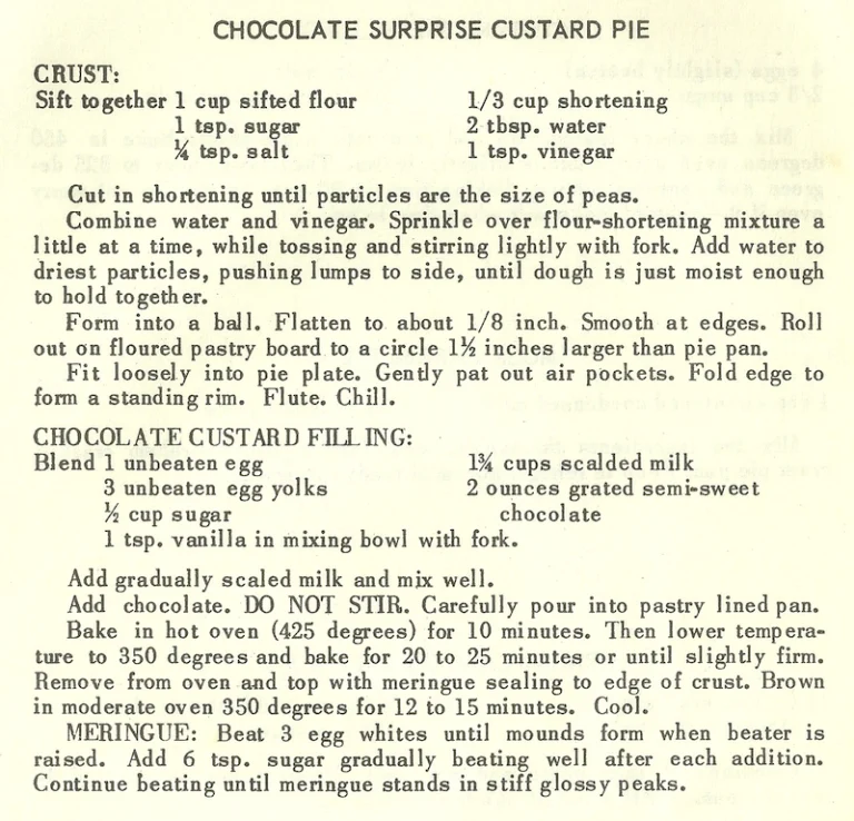 Chocolate Surprise Custard Pie