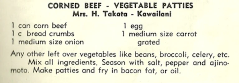 Corned Beef – Vegetable Patties