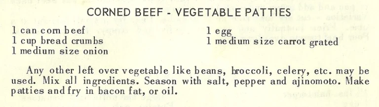 Corned Beef – Vegetable Patties