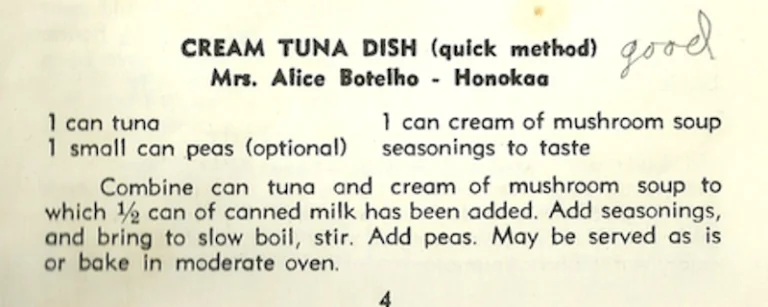 Cream Tuna Dish (quick method)
