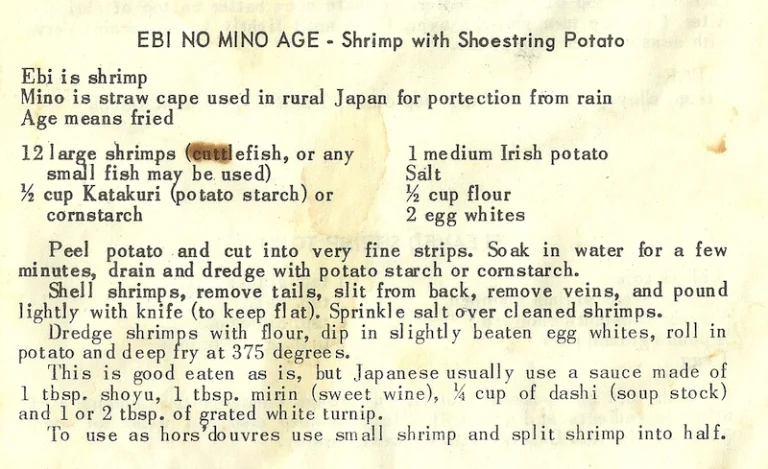 Ebi No Mino Age – Shrimp With Shoestring Potatoes