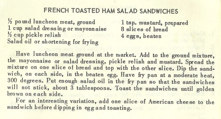 French Toasted Ham Salad Sandwiches