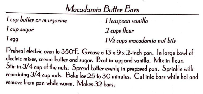 Macadamia Butter Bars