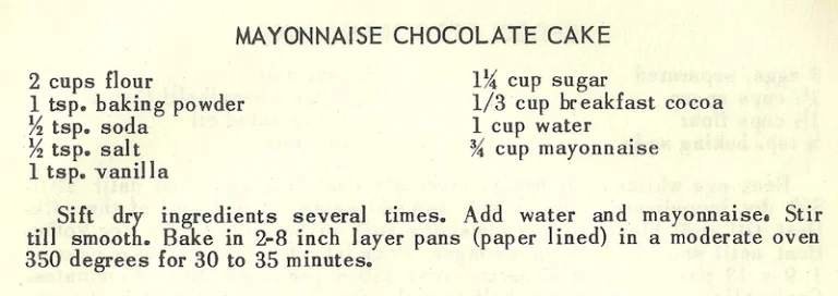 Mayonnaise Chocolate Cake