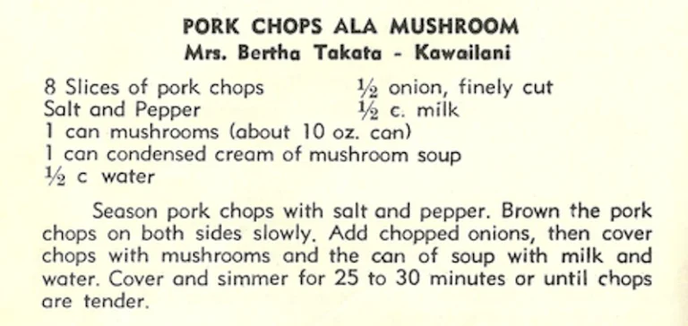 Pork Chops Ala Mushroom