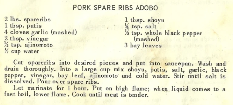 Pork Spare Ribs Adobo