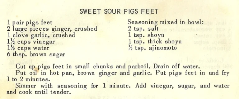 Sweet Sour Pigs Feet