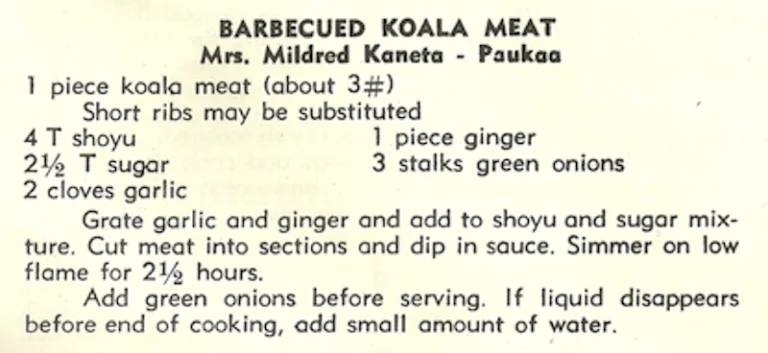 Barbecued Koala Meat