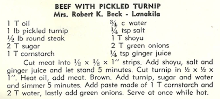 Beef With Pickled Turnip