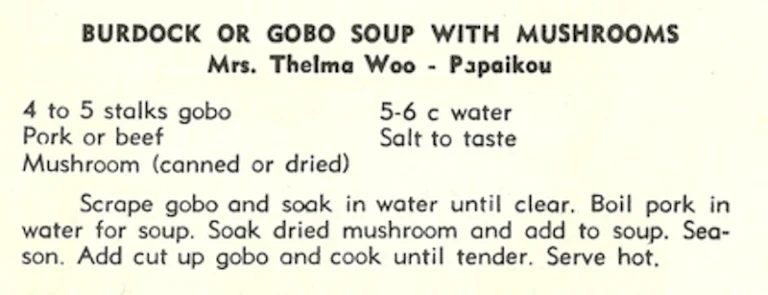 Burdock or Gobo Soup With Mushrooms