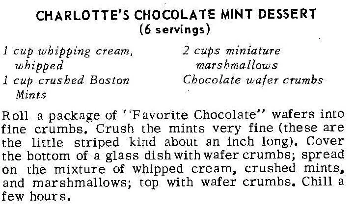 Charlotte’s Chocolate Mint Dessert