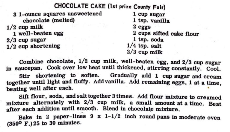 Chocolate Cake (1st Prize County Fair)