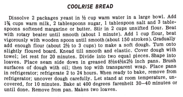 Coolrise Bread