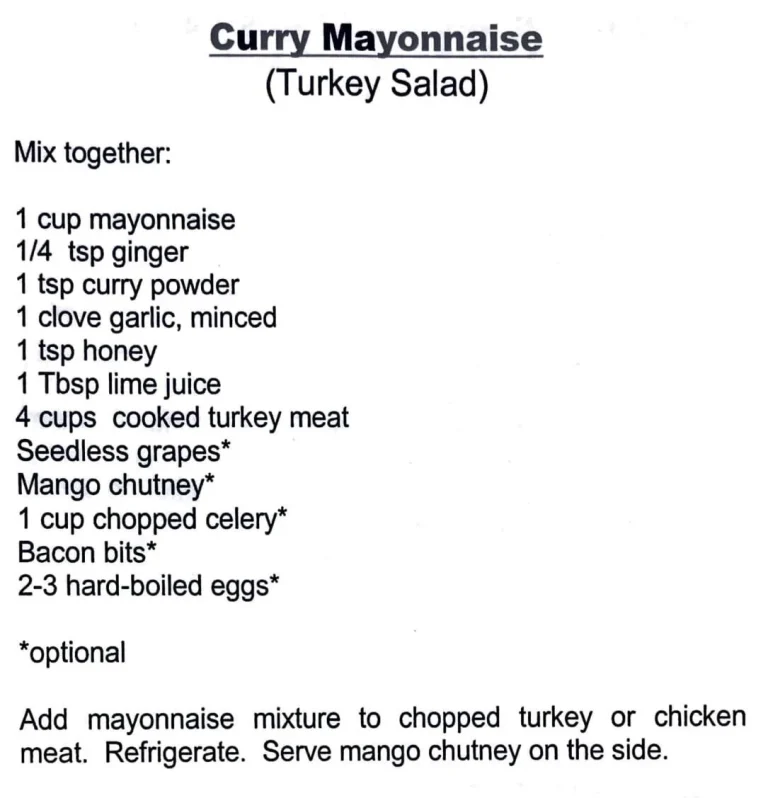 Curry Mayonnaise (Turkey Salad)