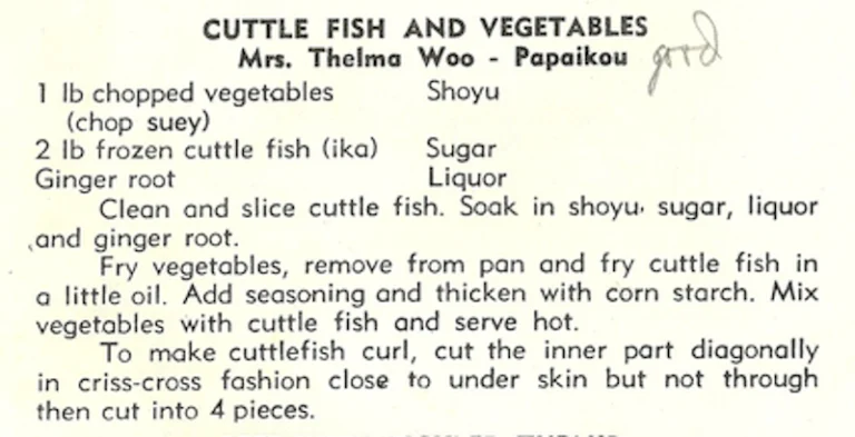 Cuttle Fish and Vegetables
