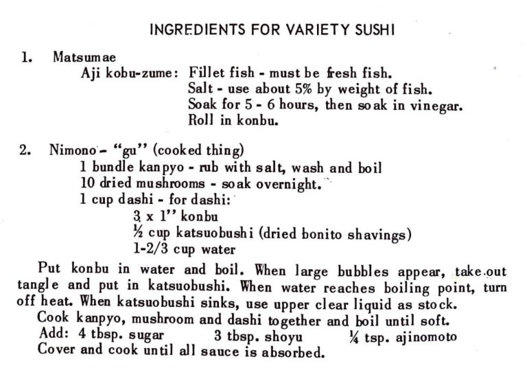 Ingredients for Variety Sushi