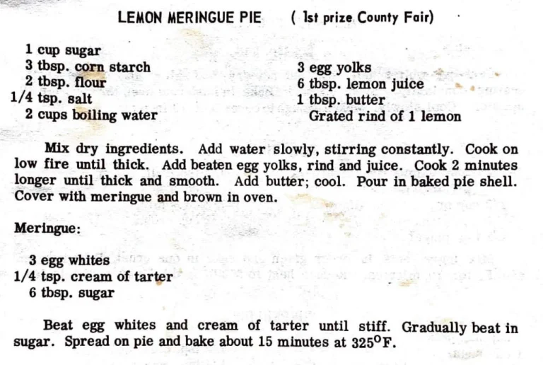 Lemon Meringue Pie (1st Prize County Fair)