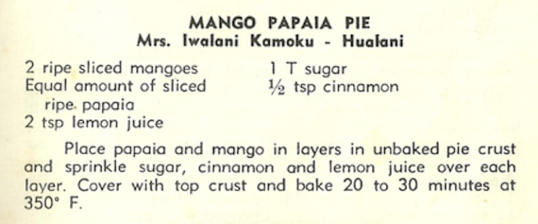 Mango Papaia Pie
