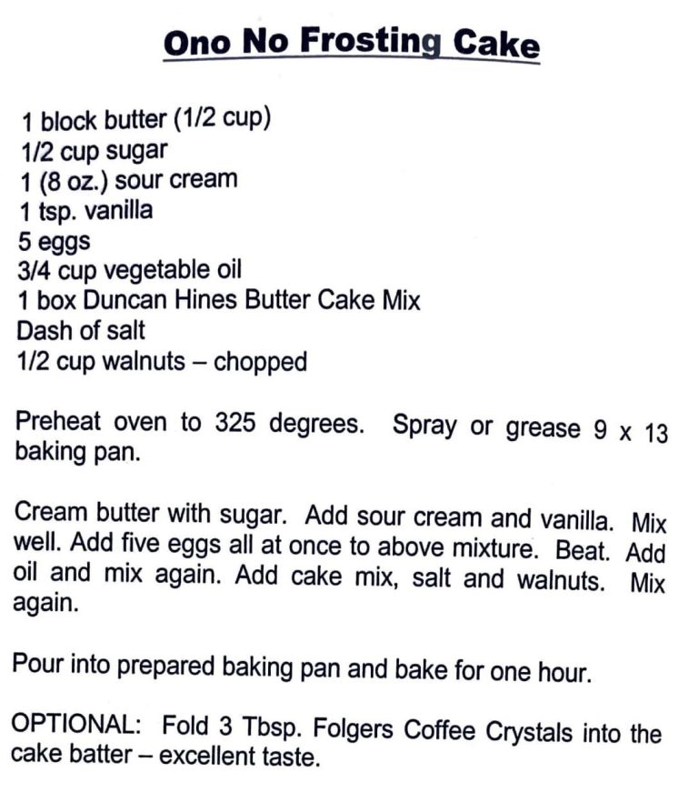 Ono No Frosting Cake