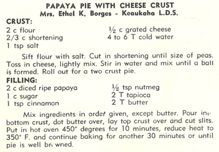 Papaya Pie With Cheese Crust