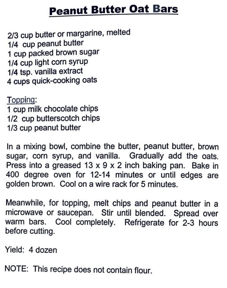 Peanut Butter Oat Bars