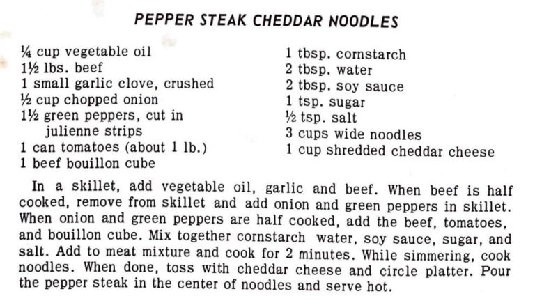 Pepper Steak Cheddar Noodles