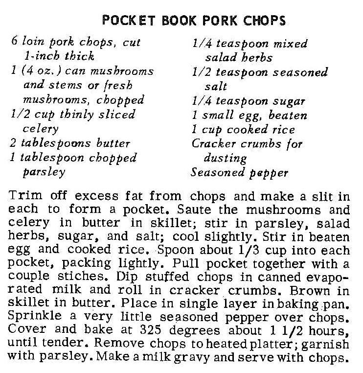 Pocket Book Pork Chops