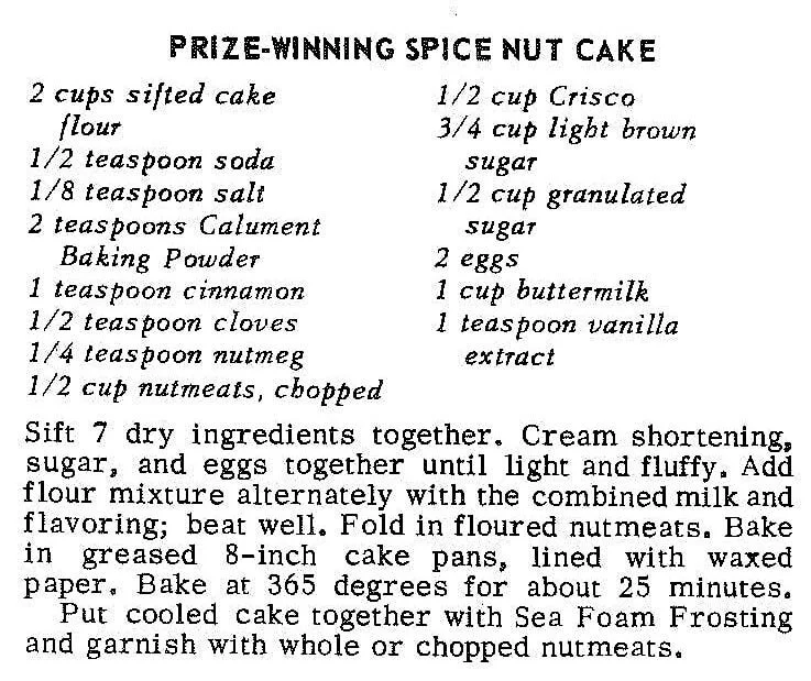 Prize-Winning Spice Nut Cake