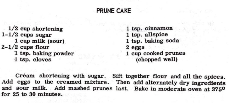 Prune Cake (1st prize County Fair)
