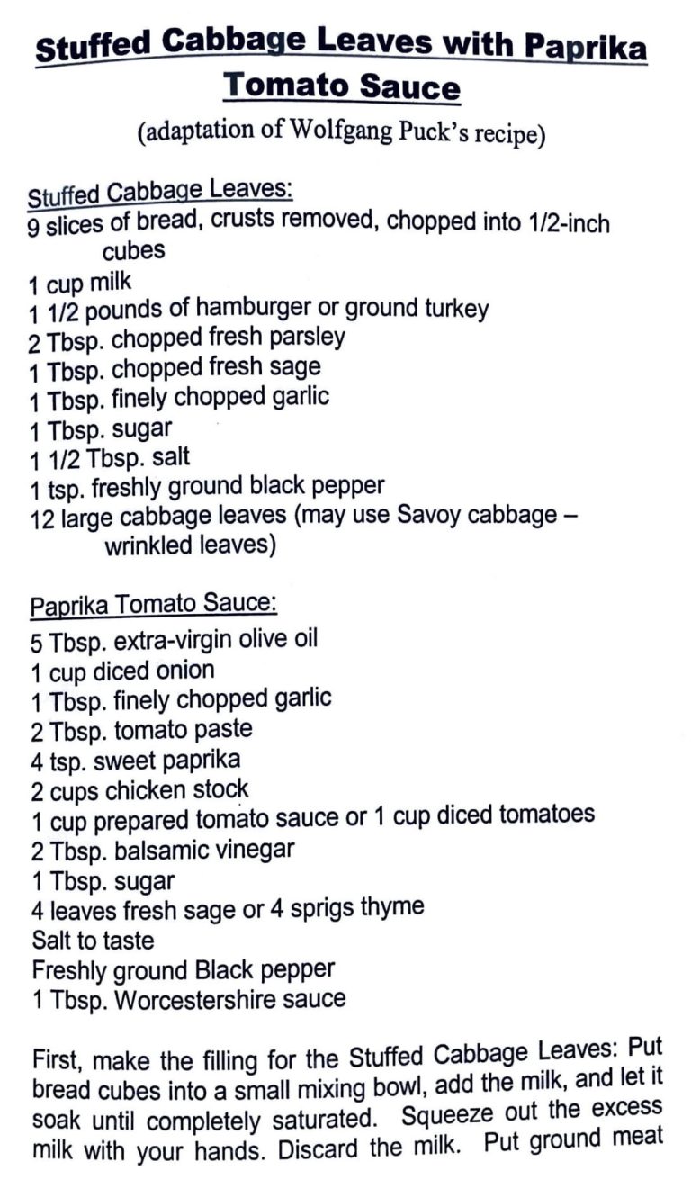 Stuffed Cabbage Leaves With Paprika Tomato Sauce
