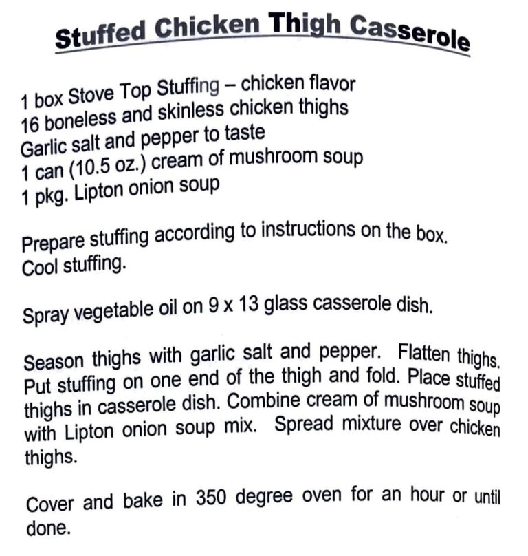 Stuffed Chicken Thigh Casserole