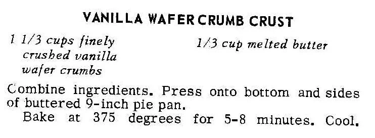 Vanilla Wafer Crumb Crust