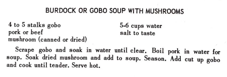 Burdock or Gobo Soup With Mushrooms
