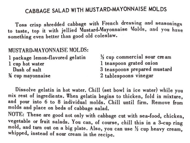 Cabbage Salad With Mustard-Mayonnaise  Molds