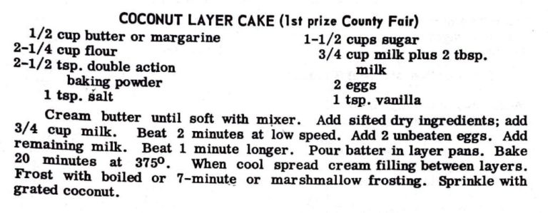 Coconut Layer Cake (1st Prize County Fair)