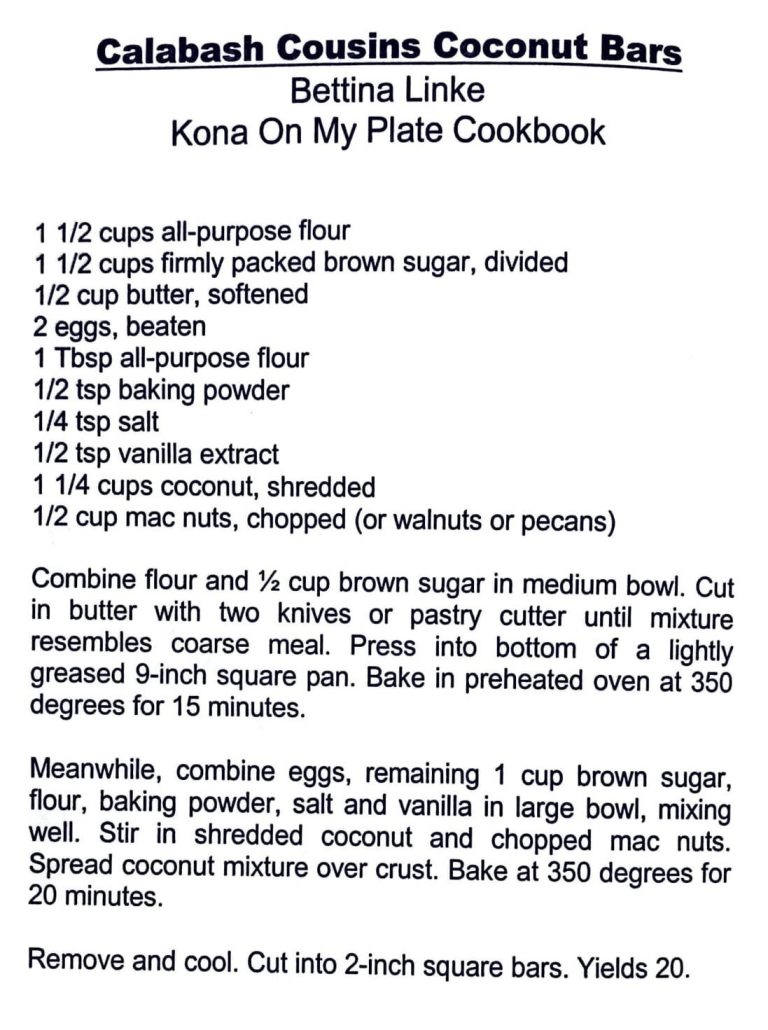 Calabash Cousins Coconut Bars