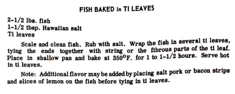 Fish Baked in Ti Leaves