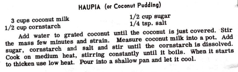 Haupia (or Coconut Pudding)