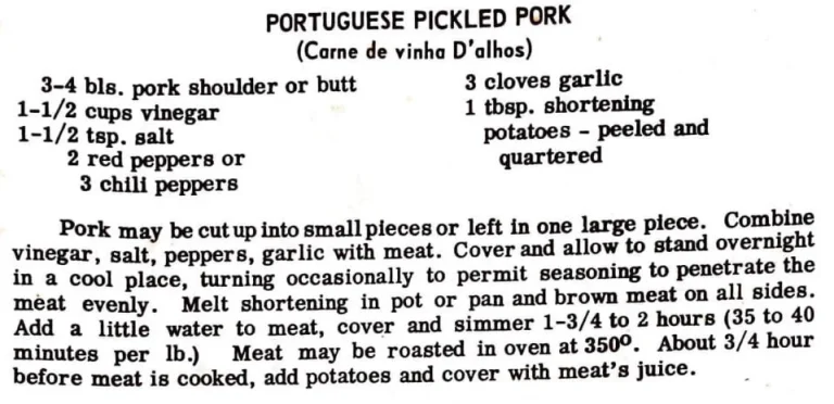 Portuguese Pickled Pork (Carne de vinha D’alhos)