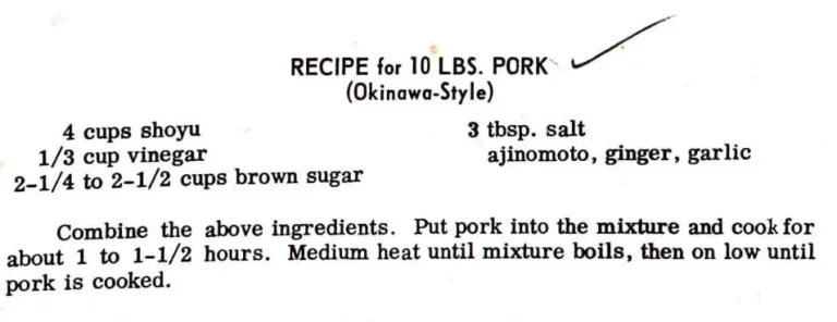 Recipe for 10 Lbs. Pork (Okinawa-Style)
