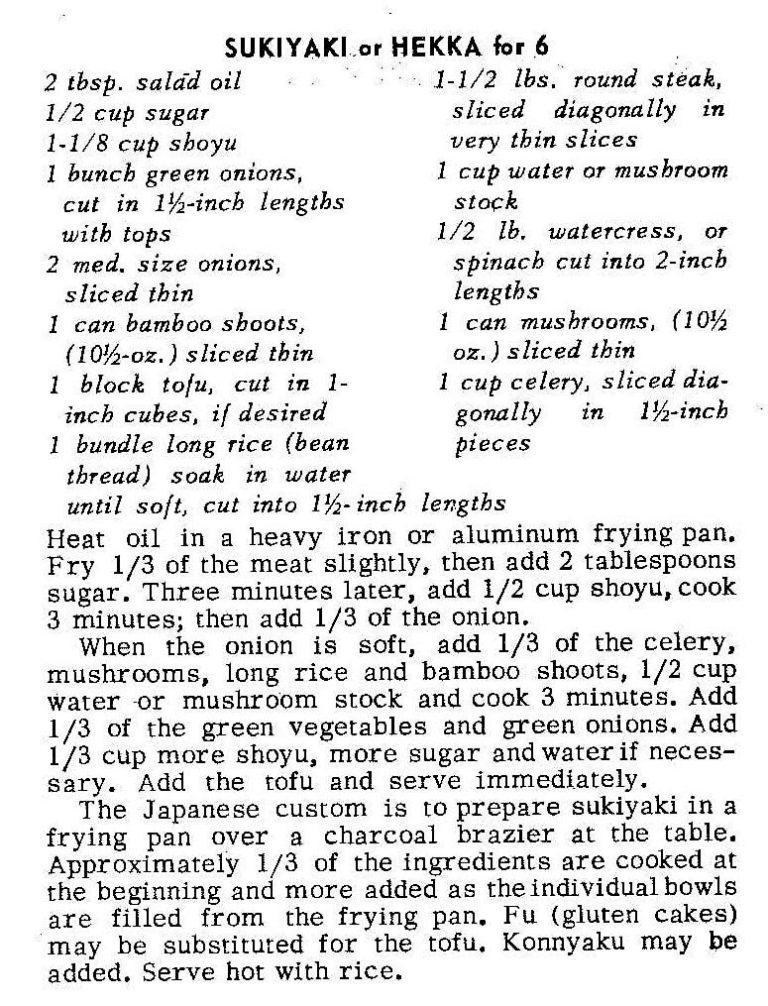 Sukiyaki or Hekka for 6