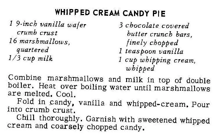Whipped Cream Candy Pie