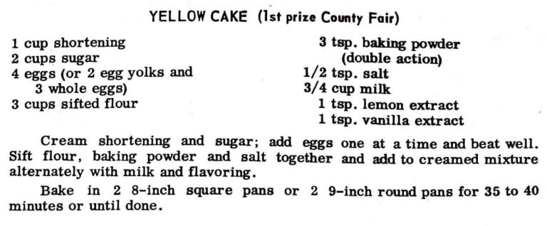 Yellow Cake (1st Prize County Fair)