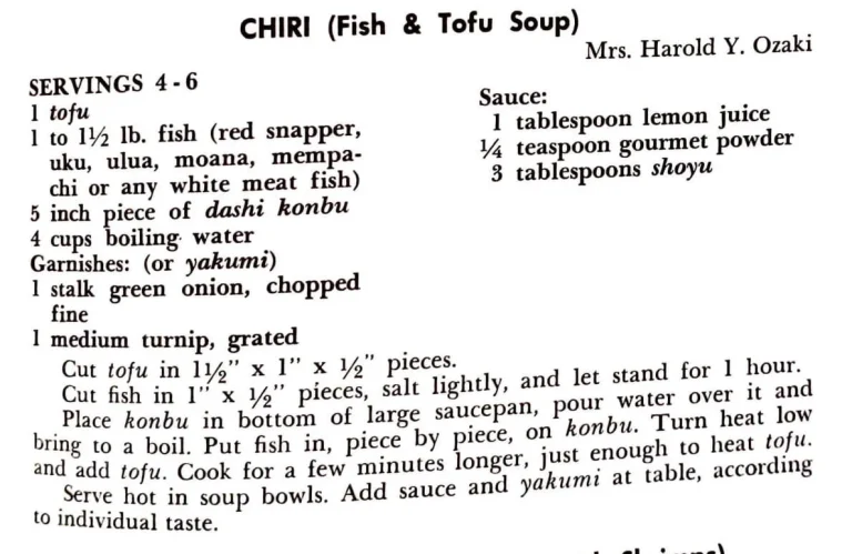 Chiri (Fish & Tofu Soup)