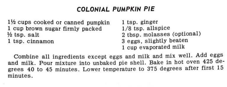 Colonial Pumpkin Pie